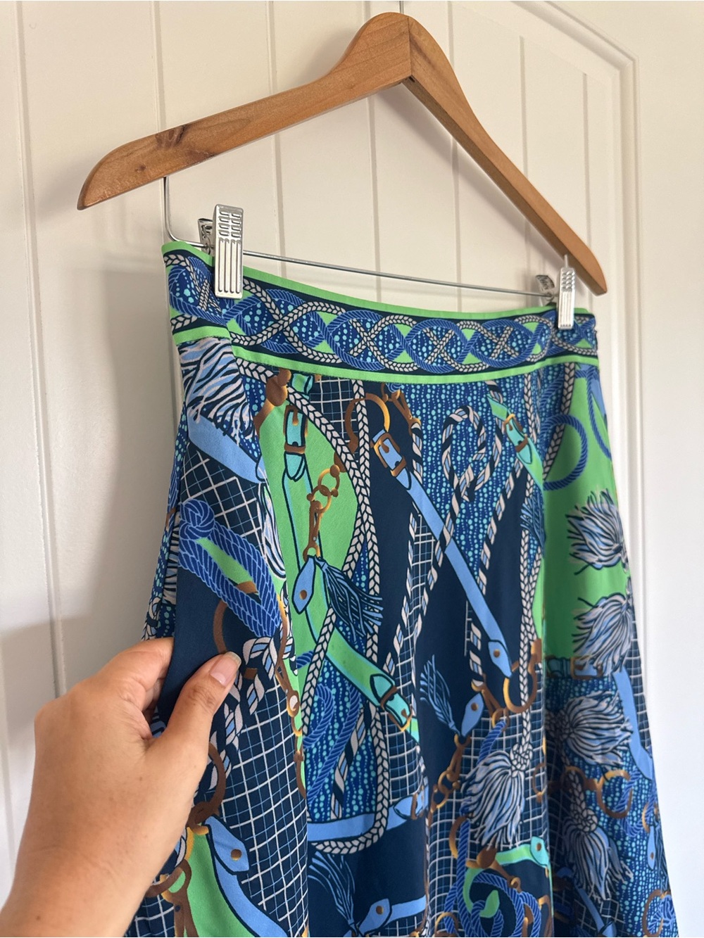 Gretchen Scott The Twirl Skirt Ditto Blues Nautical Rope Chain Print Maxi Medium - Picture 3 of 7